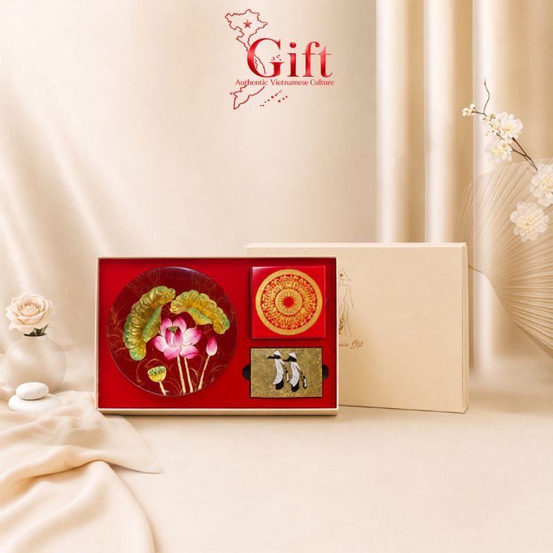 Set Tranh Đĩa Hoa Sen, Namecard & Sơn Mài