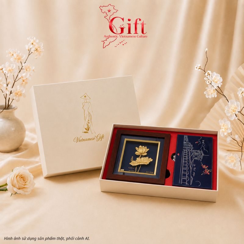 Set Tranh Đồng & Hộp Trang Sức Sơn Mài