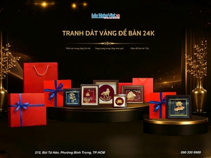 Tranh đồng dát vàng để bàn 24K