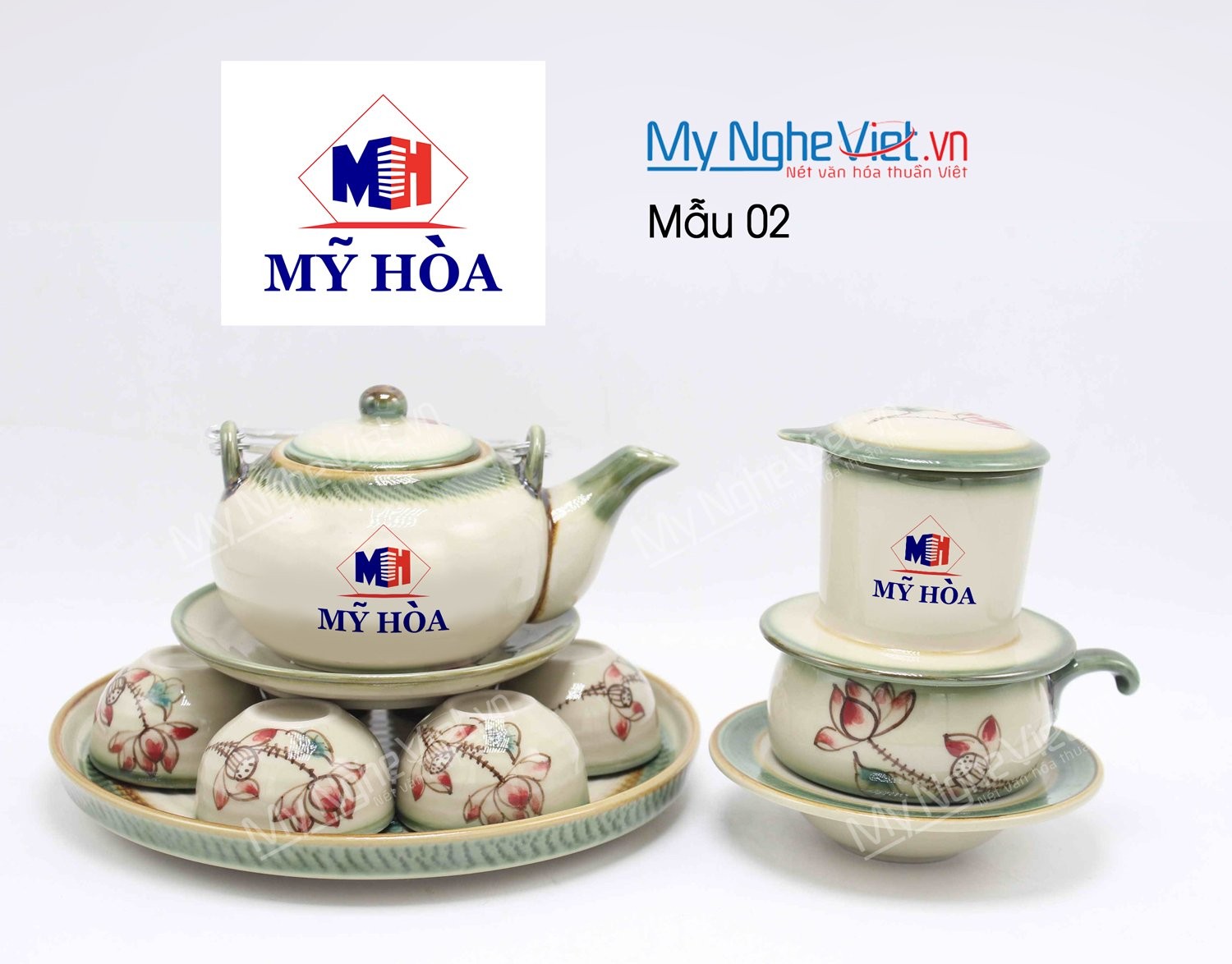 Bộ bình trà thiết kế logo theo yêu cầu