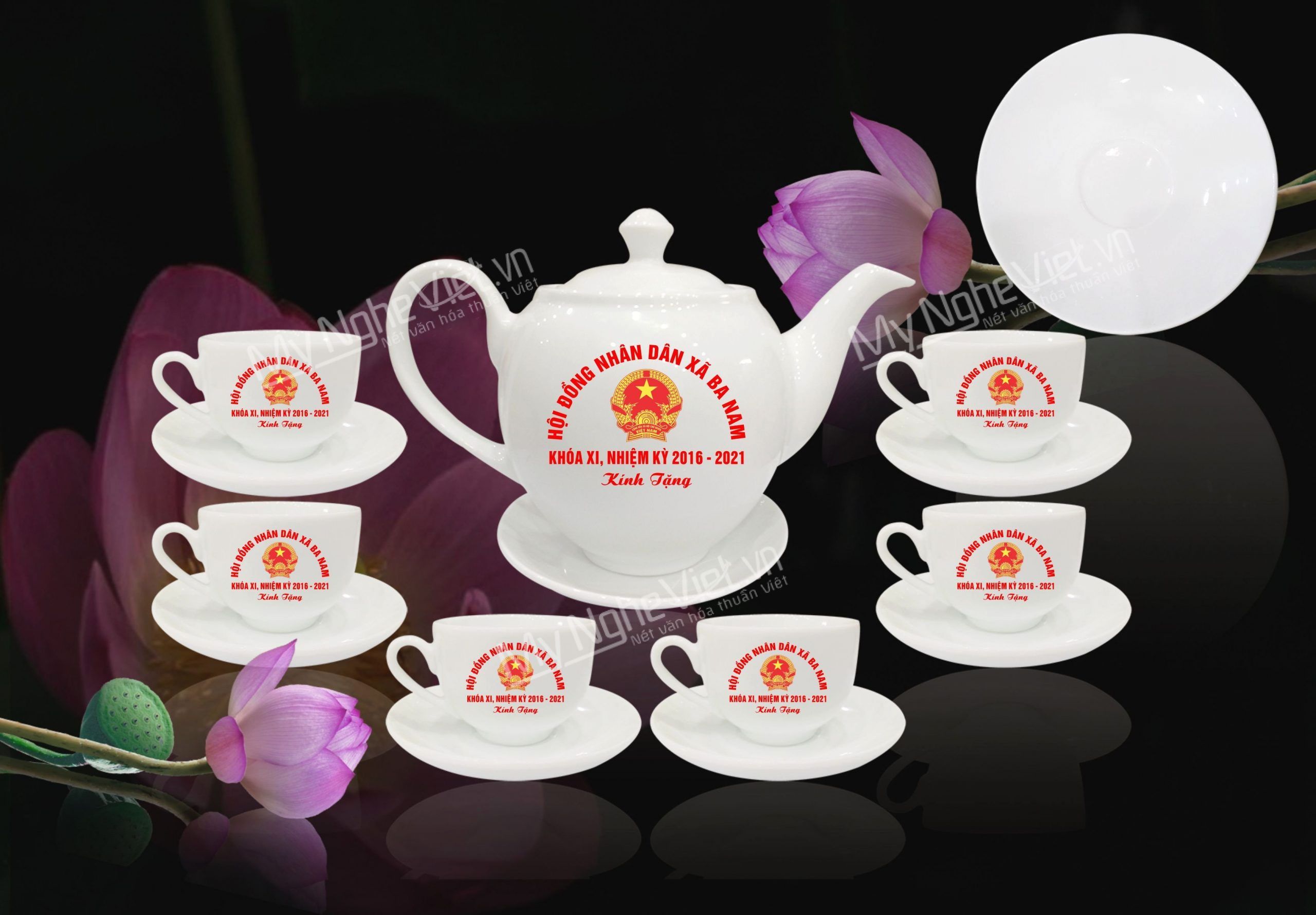 Bộ bình trà gốm Bát Tràng in logo