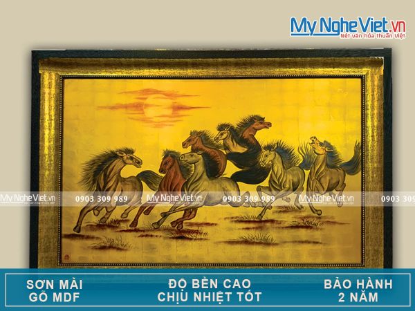 Tranh sơn mài mã đáo thành công dát vàng MNV-TSMDH8118