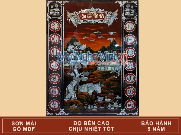 Liễn sơn mài Cửu Huyền Thất Tổ cẩn ốc ngang 80cm x cao 106cm SMA195/80106