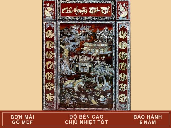 Tranh Liễn Thờ Cửu Huyền Thất Tổ Sơn Mài Cao Cấp Cẩn Xà Cừ 120x160cm MNV-SMA195-4