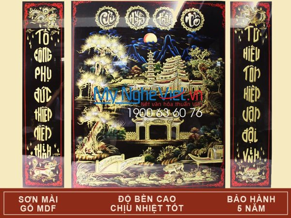 Bộ tranh liễn thờ Cửu Huyền Thất Tổ Đắp Nổi Phù điêu SMA196-1214