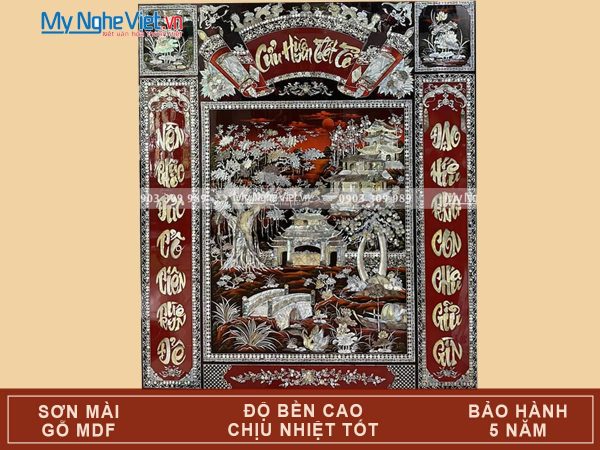 Tranh Liễn Thờ Cửu Huyền Thất Tổ Sơn Mài Cao Cấp Cẩn Xà Cừ 140x160cm MNV-SMA195-1416